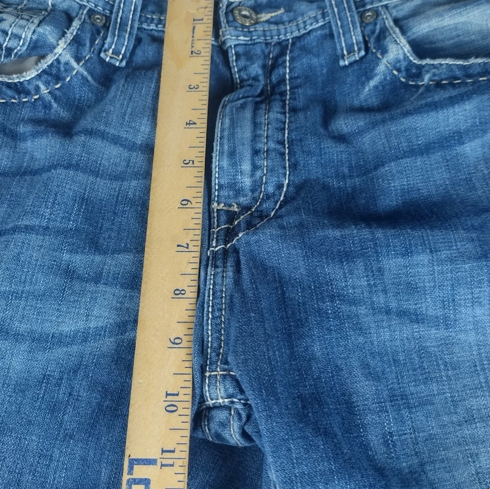 BKE Derek Jeans Men's Size 34x34 Bootcut  Thick Stitch Distressed